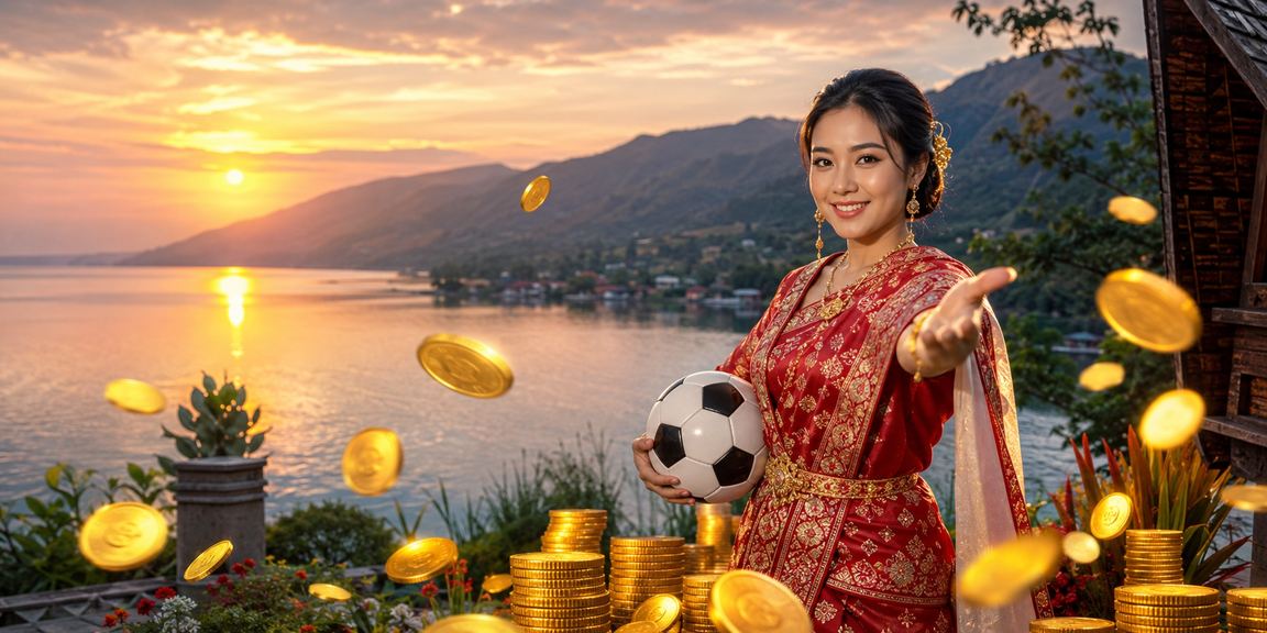 Model menampilkan taruhan sepak bola online dengan antarmuka yang modern